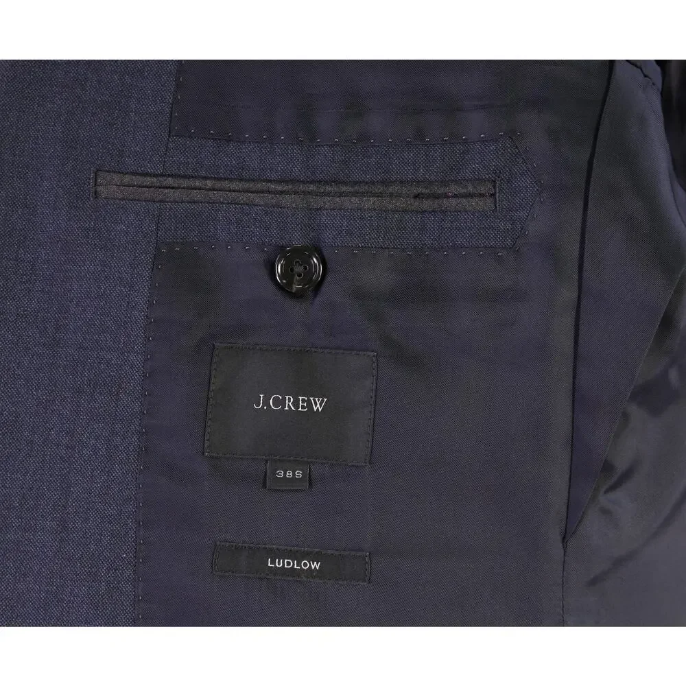 J Crew Ludlow Blue Gray 2-Btn Italian Wool Suit 38S